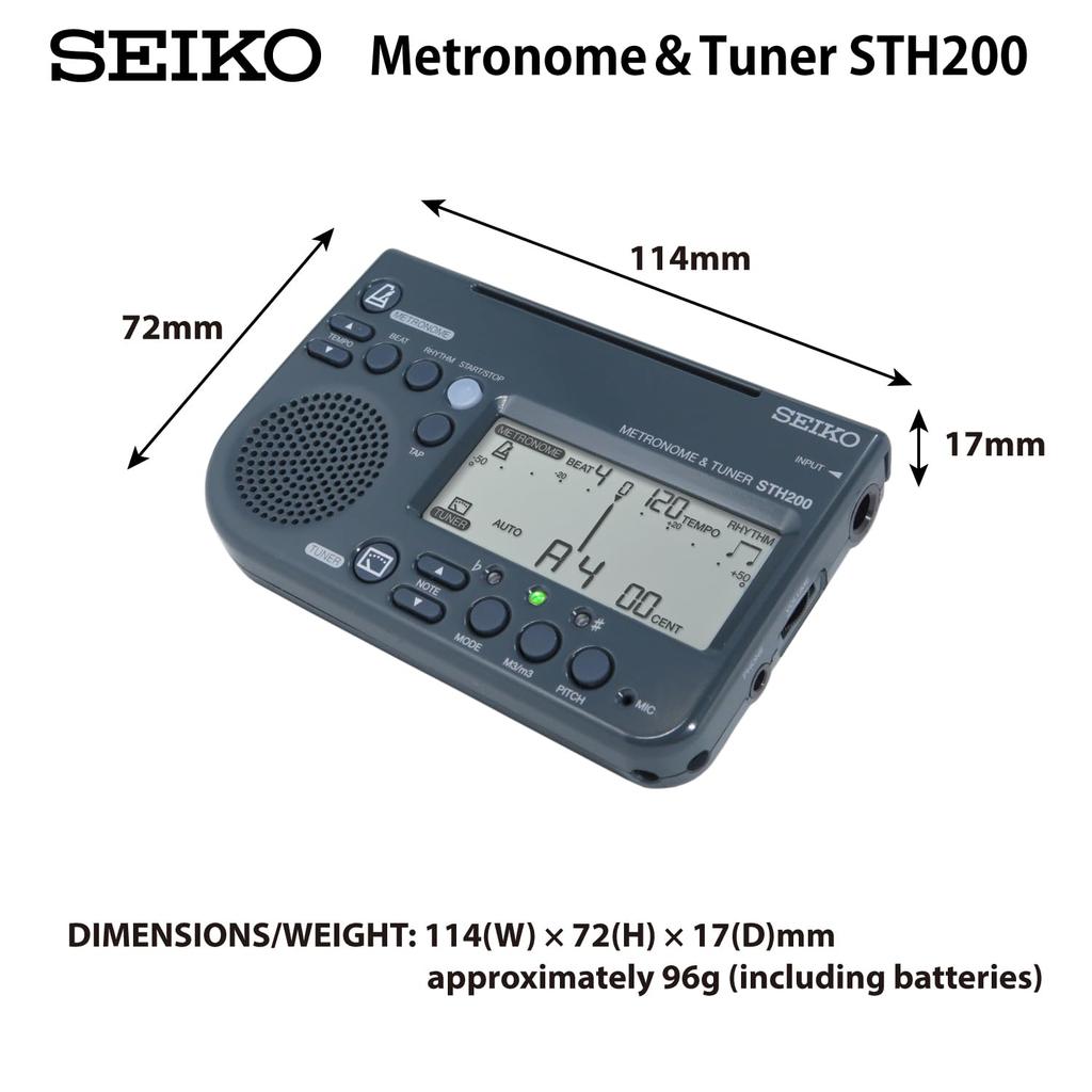 SEIKO Metronom Tuner Czarny z Mikrofonem Pickup Specjalny Zestaw STH200BP & (Zestaw 2-częściowy)