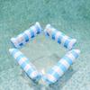 Inflatable Floating Lounger Chair, Foldable Backrest Striped Water Hammock for Adults, Portable Swimming Pool Beach Lounge Bed