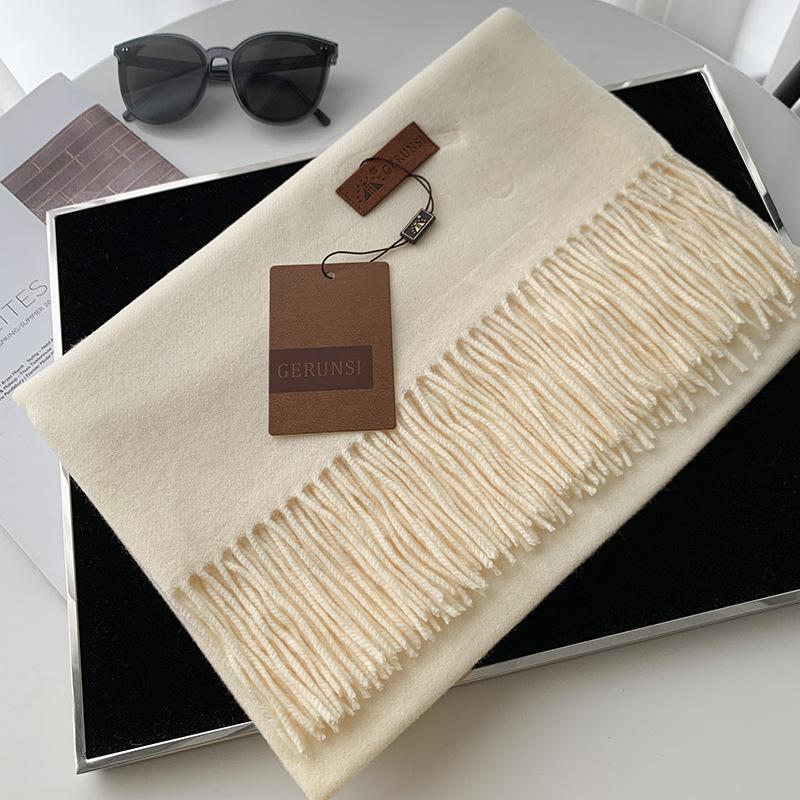 Scarf dual-purpose women's autumn and winter high-end imitation cashmere shawl with a classic solid color warm scarf