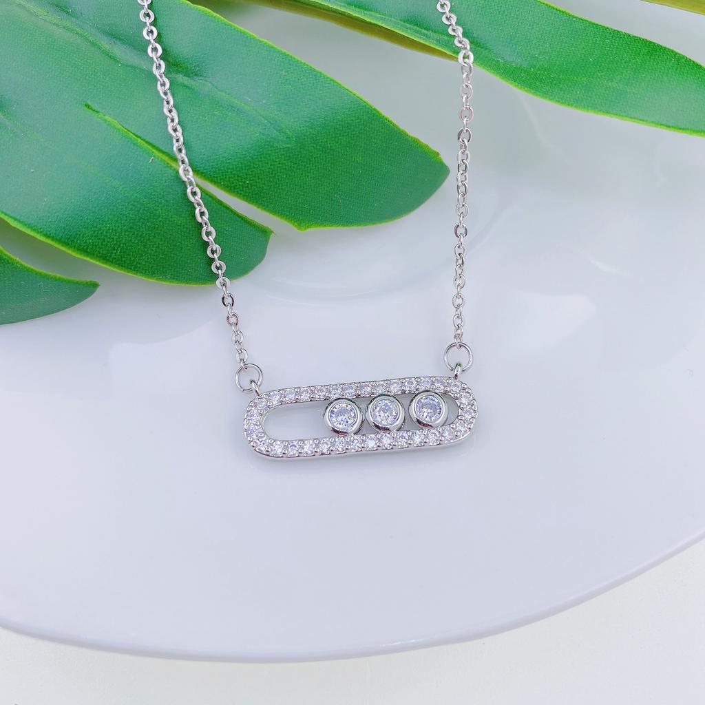 Micro Pave Full Zirconia Pendant Fashion Pin Necklace Personalized Collarbone Chain Jewelry For Women