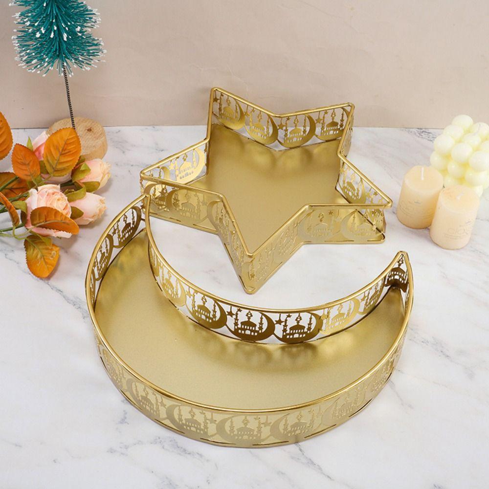 Gold Color Dessert Tray Moon Star Shaped Food Storage Container Fashion Dinner Plate  Table Decor