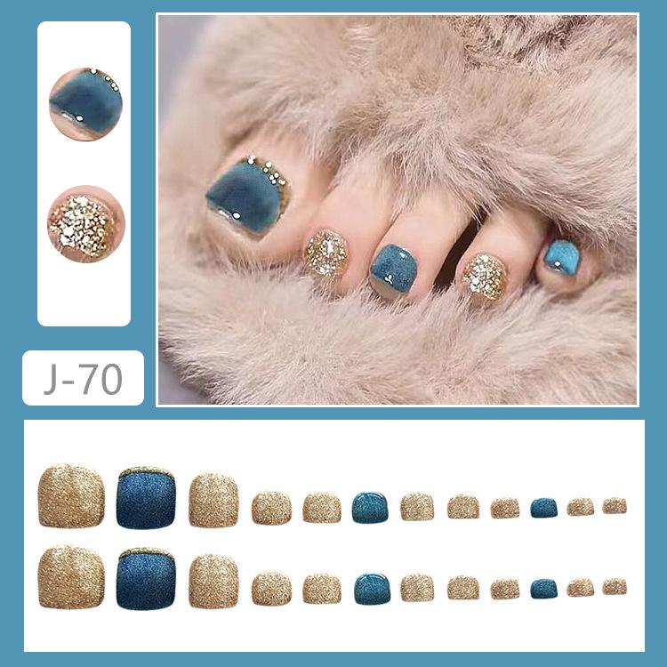 

J70-Сапфировый Кошачий Глаз Глиттер Патчи для Ногтей на Ногах - Шампань Блеск Маникюр J70-Sapphire Cat s Eye [Glue Type]