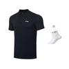 Li Ning Polo Shirts Unisex Black Polo Collar Moderate Straight Fit APLR125-9