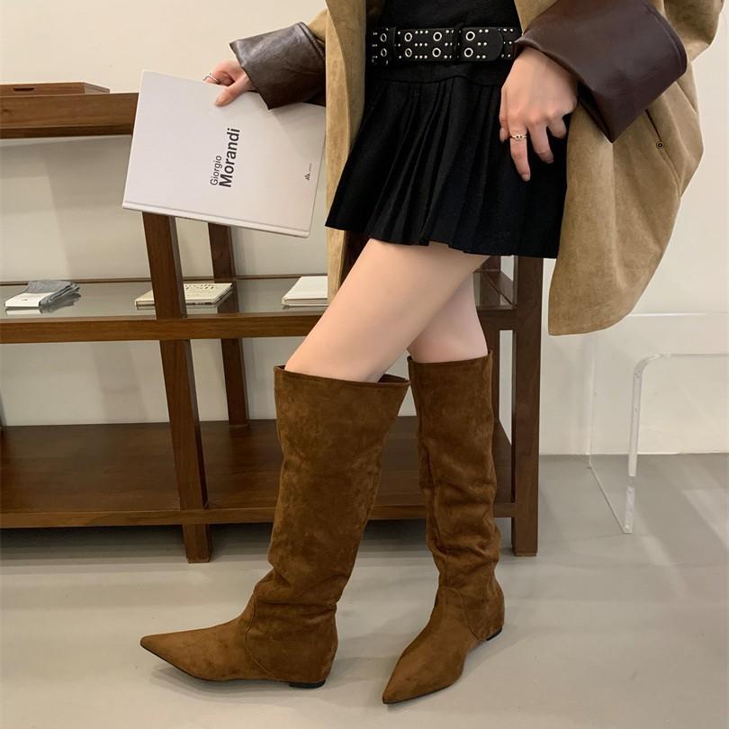 2025 Autumn and Winter New Fashion Versatile Women's Boots, Thin Pointed Stacking Boots, Long Boots, Thin Heels and High Boots