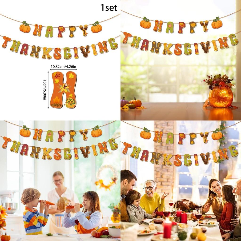 Fall Festival Paper Banner With 19 Letters For Thanksgiving Party Scene Decoration