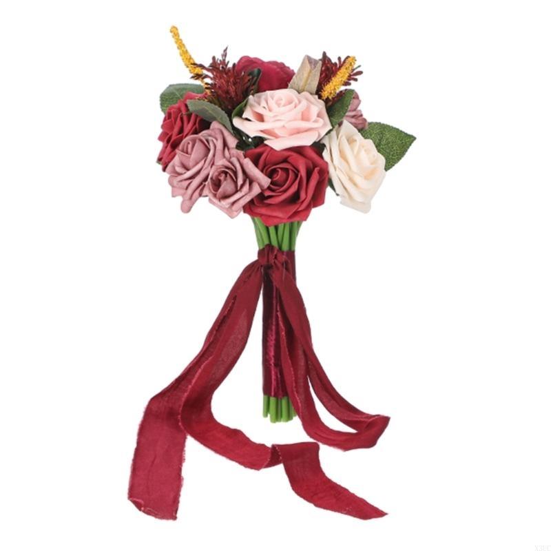 Wedding Artificial Rose Bouquet Artificial Simulation Girl Present Supply X3UC