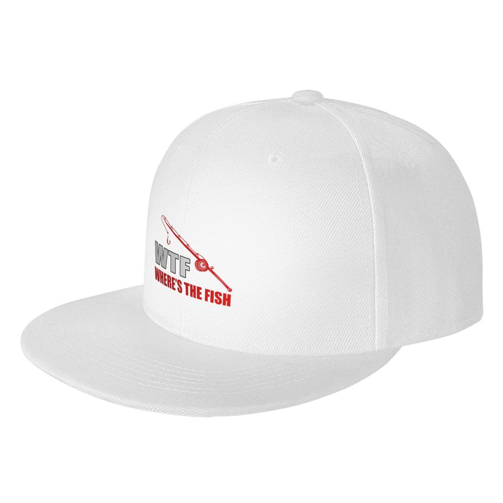 Fashion Wtf Wheres The Fish Funny Fishing Shirt Gift For Dad Flat Brim Sun Hat Durable Denim Hat Unisexs Cap