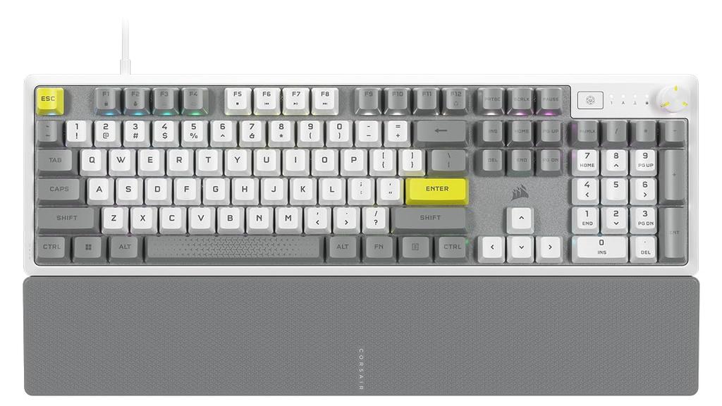 CORSAIR K70 CORE Linear RGB 104 Keys XDA Profile Keyboard Red Axis Gaming Keyboard Replaceable Keycaps White Wrist Rest Set + CH-9109A1E-NA