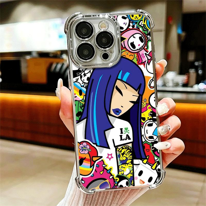 Japan T-Tokidokis Art Soft Phone Case For iPhone 15 16 17 Air 14 Pro Max 16E Plus 13 12 Mini Plating Anti-Fall Fundas