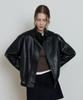 DEPOUND High-Neck Leather Jacket [Black]