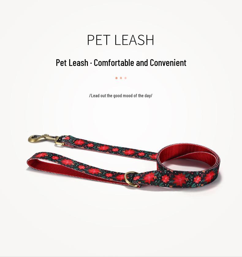 PLATTCO Christmas Flower Dog Leash - Smooth, Comfortable Training Leash (PDL374)