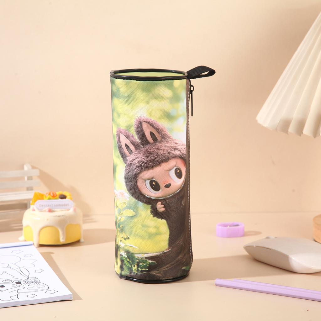 Cute Cartoon Little Monster Cylinder Stationery Case Pencil Case Large Capacity Student School Supplies Stationery Storage
