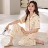 Foreign Trade Pajamas Female Cute Cartoon Bear Cardigan Short-Sleeved Trousers Soft Skin-Friendly Loungewear Suit Women