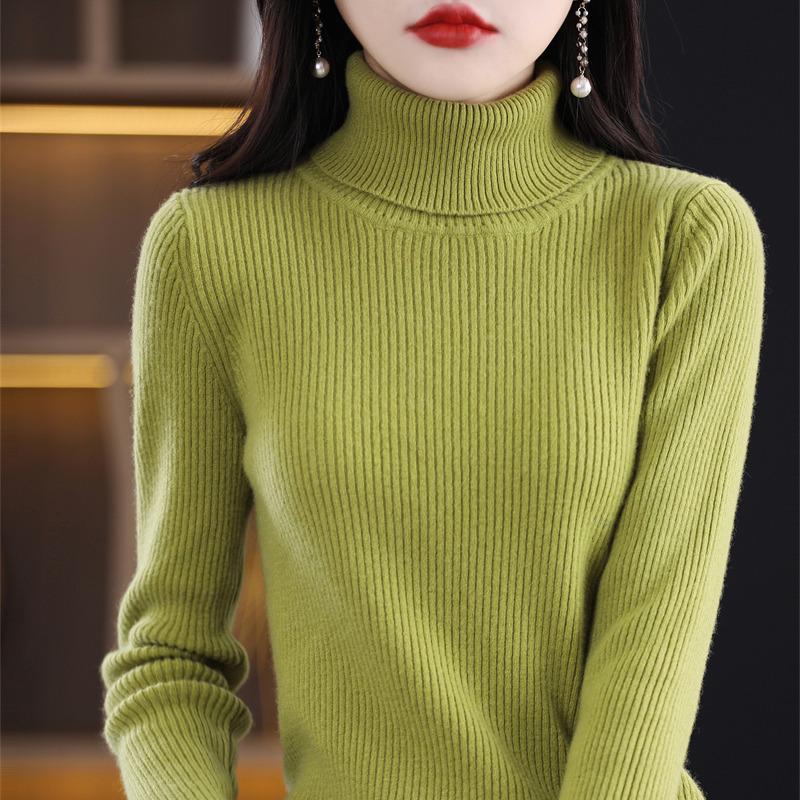 Women's Thickened Slim-Fit High-Neck Sweater - Autumn/Winter Pullover Knitted Base Layer with High-End Feel