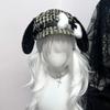 Dog Bone Pattern Hat Trendy Plush Lovely Styles Hat Vintage Check Beret Hat for Trendy Youth