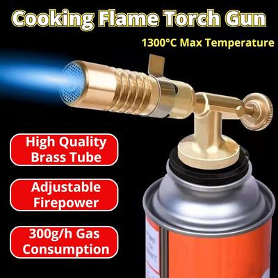 Acouto Kitchen Butane Torch Professional Portable Brass Kitchen Cooking Gas Butane Culinary Torch Welding BBQ Flame Gun Welding Torch