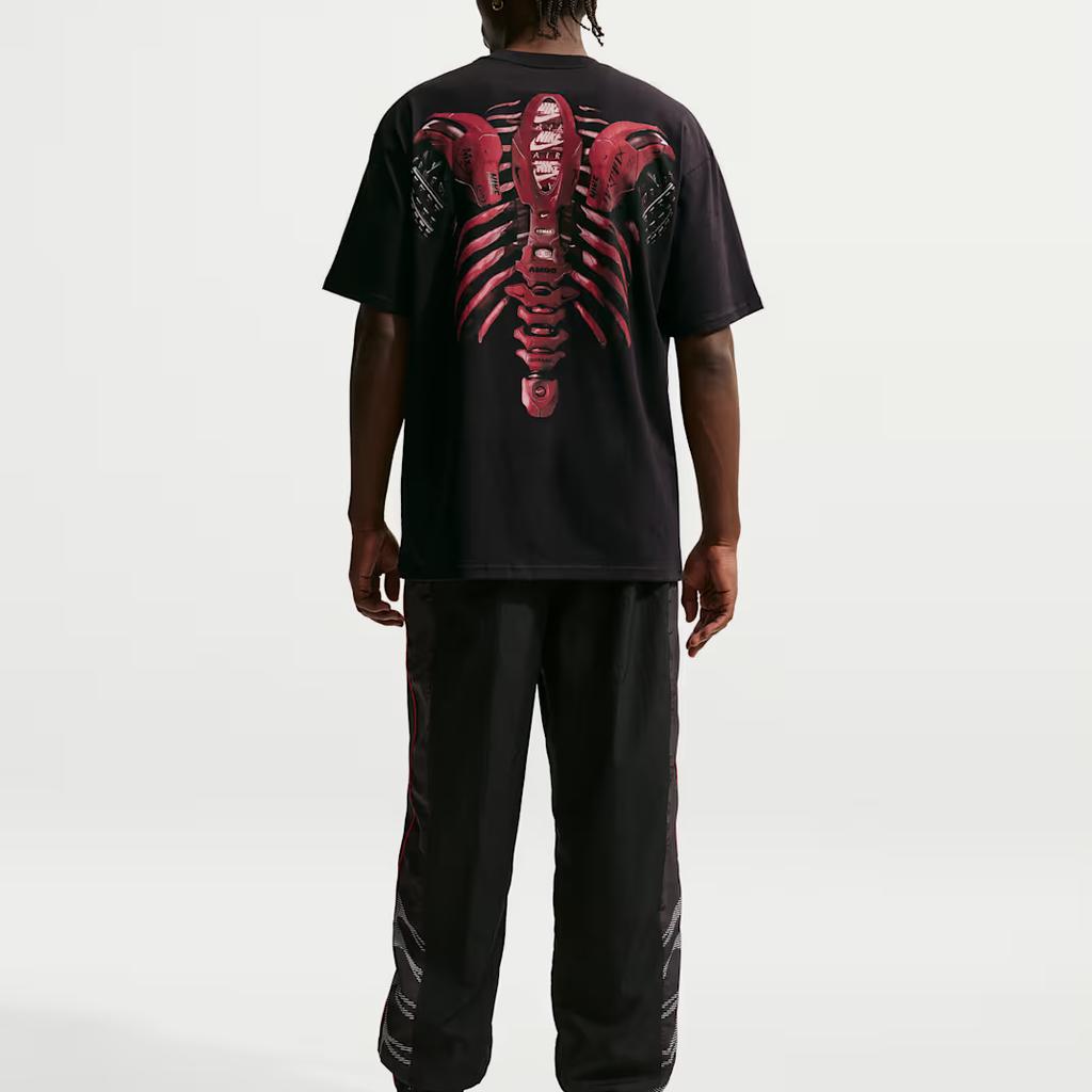 Men's Nike Max90 T-Shirts Men's Black/Dark Red Team Crew Neck Moderate Straight Fit