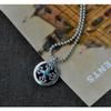 JMXD-Retro and Old Men's Necklace, Round Cross Vajra Pestle Pendant, Silver-plated No-gap Bead Design