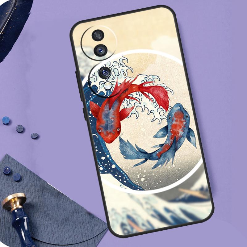 Tattoo Japanese Koi Dragon Wave For Honor X8a X9a X6a X7a X6 X7 X8 X9 X8b X9b Honor Magic 6 Pro 50 70 90 Magic 5 Lite Case