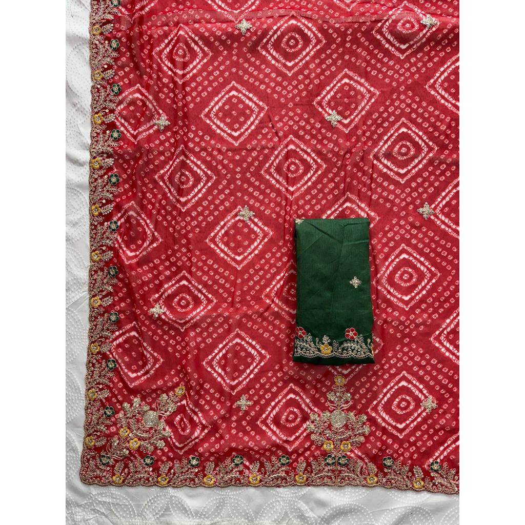 Wedding Wear Bandhej Georgette Saree Collection