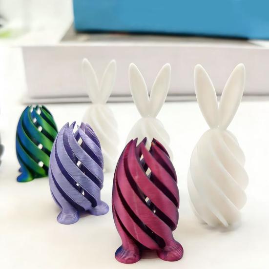 Spiral Kaninöra Ägg Fidget-leksak 3D-printad Påskhare Ägg Spiral Genomgångsskulptur Figur Prydnad för Högtidsparty