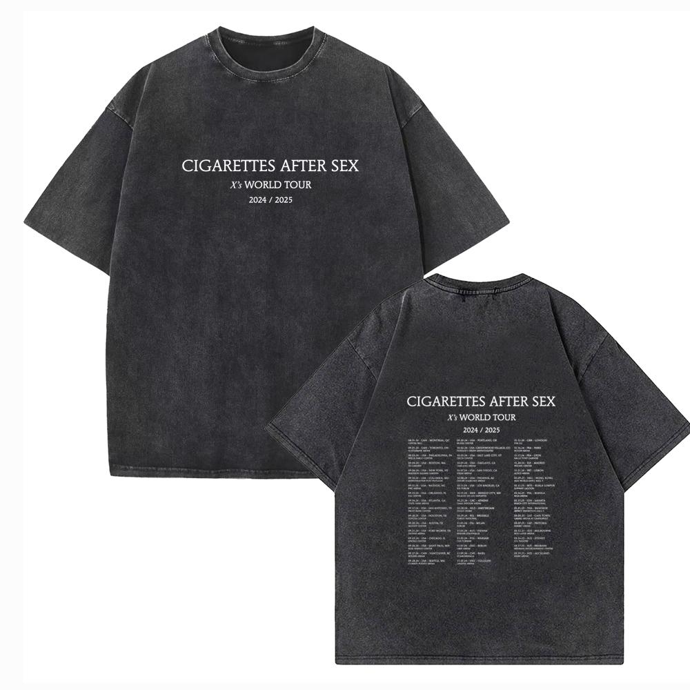 Cigarettes After Sex X's World Tour Vintage Harajuku Letní Hudební Fanoušci Dárek Krátký Rukáv Bavlna O-Výstřih Trička Ležérní Unisex
