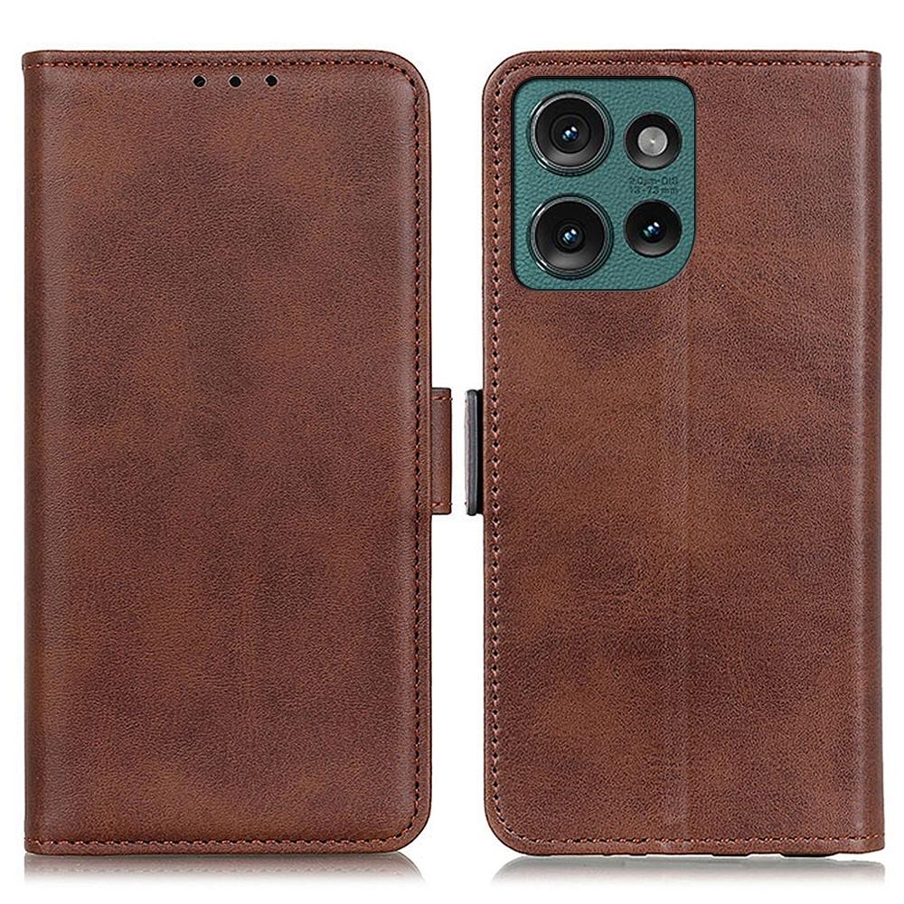 For Motorola Edge 50 5G Case Stand Cowhide Texture PU Leather Phone Cover