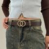 Fashion Women's Belt luxury Double Round Buckle Belt Simple And Versatile Pu Belt for women With Jeans suit for daily business