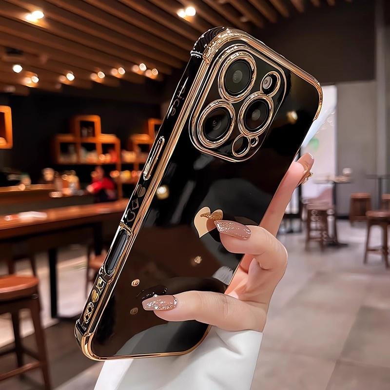 Plating Heart Laser Aurora Case For For Iphone 17 Air 11 12 13 14 15 16 Pro Max Plus Camera Protection Silicone Shockproof Cover