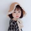 Cute Lace Girls Straw Hat Summer Bow Girls Boys Sun Cap Wide Brim Sun Protection Kids Fisherman Hat Beach Panama Caps