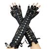 Guanti lunghi senza dita in pizzo con allacciatura a corsetto, Cosplay Gotico