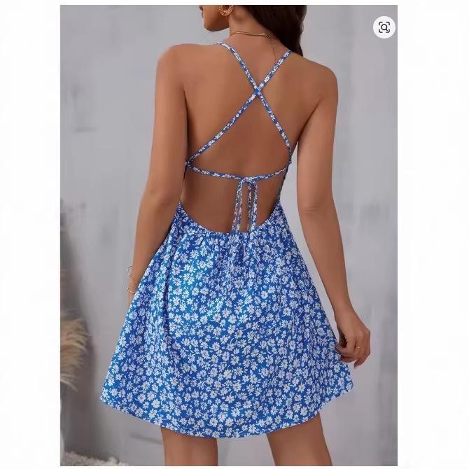2026 Spring/Summer Floral Spaghetti Strap Beach Dress for Women