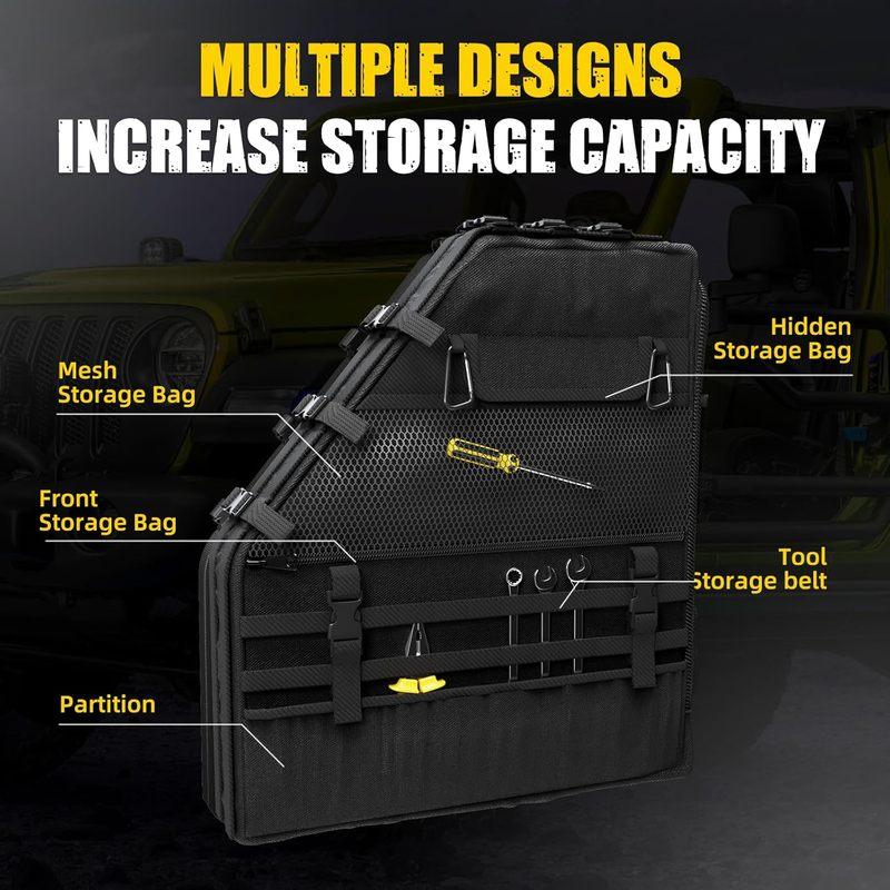 MIKKUPPA Roll Bar Storage Bag -Compatible with 1997-2023 Jeep Wrangler JK TJ LJ & Unlimited JL 4-Door-Saddle Bag Cargo Organizer