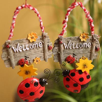 Reçine El Sanatları Böcek Reçine Hoş Geldiniz Tabelası Yedi Yıldızlı Uğur Böceği Hoş Geldiniz Kartı Poliresin Duvar Askısı