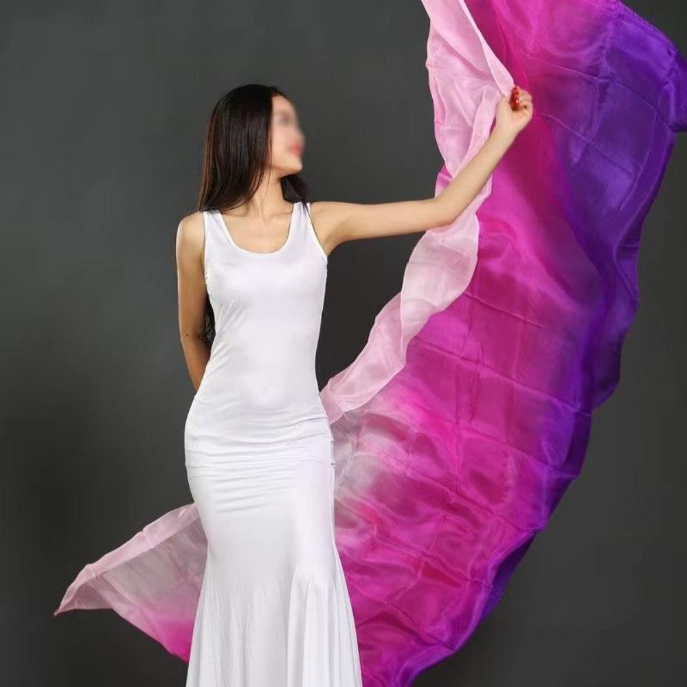 Gradient Color Veil Shawls 100% Silk Dancing Shawl Costumes Accessories Performance Dance Veil