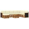 Outdoor Sofa Set with Cushions 7 Pcs Natural and Cream