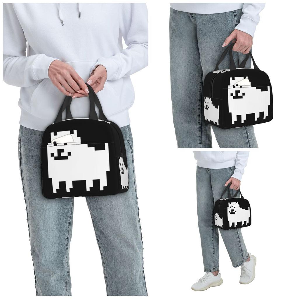 Undertale nervöser Hund isolierte Lunchtasche für Damen Büro-Kühltasche Thermische Lebensmittelbox Tragbare Lunchboxen Behälter