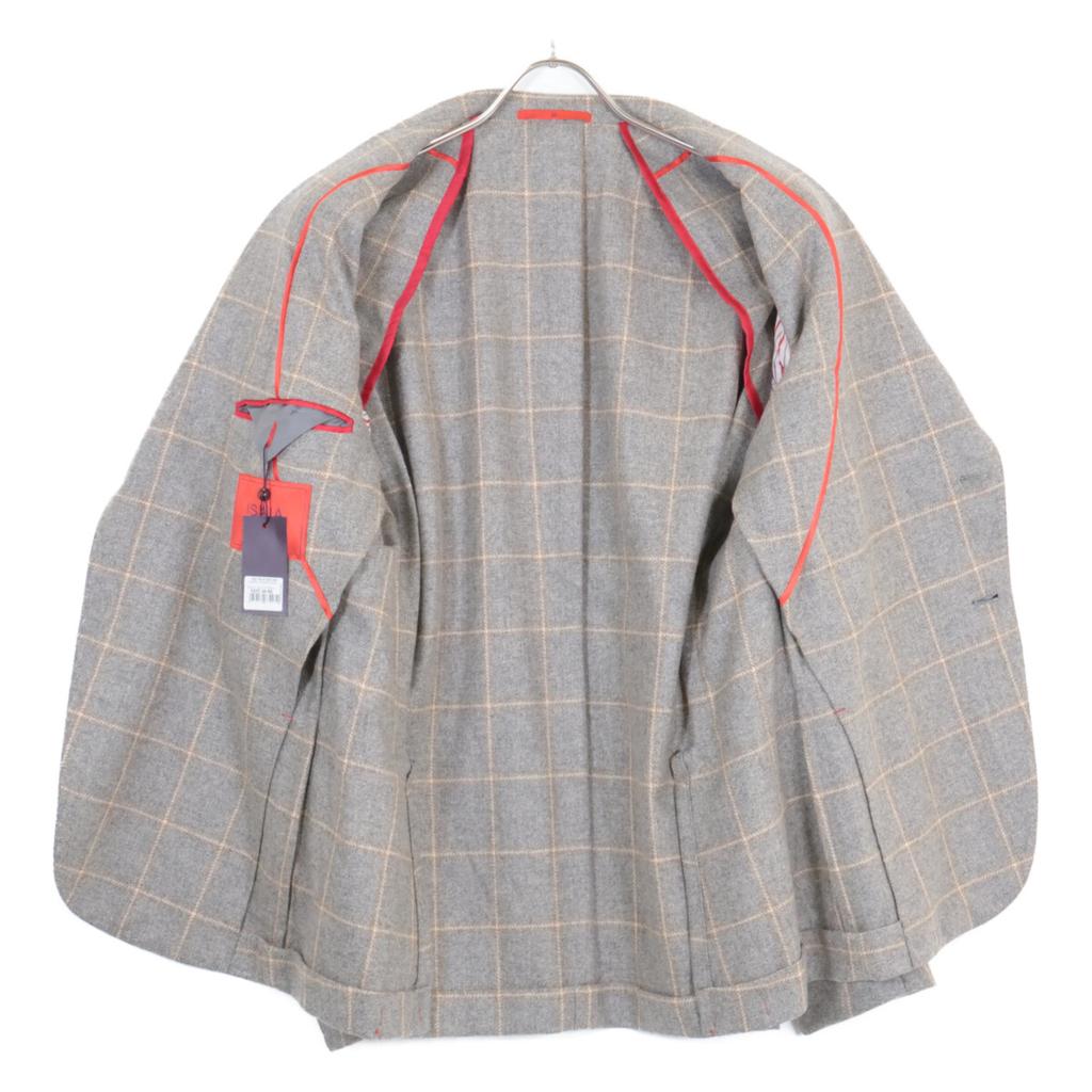 ISAIA 003313 POMPEI cashmere windowpane check tailored jacket Jacket 48 grayUsed