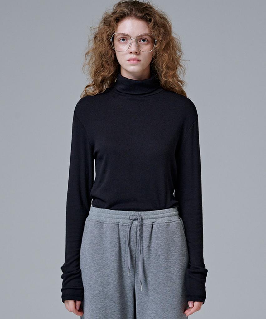 MALOUPE 5109 Textured Roll Neck T-Shirt (Black)