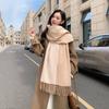 Double-Sided Two-Tone Wool Scarf Women Men Winter Warm Long Shawl Korean Style Elegant Lightweight