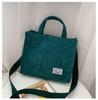 2025 Korean Style Women's Corduroy Canvas Crossbody Shoulder Bag - Small Square Design