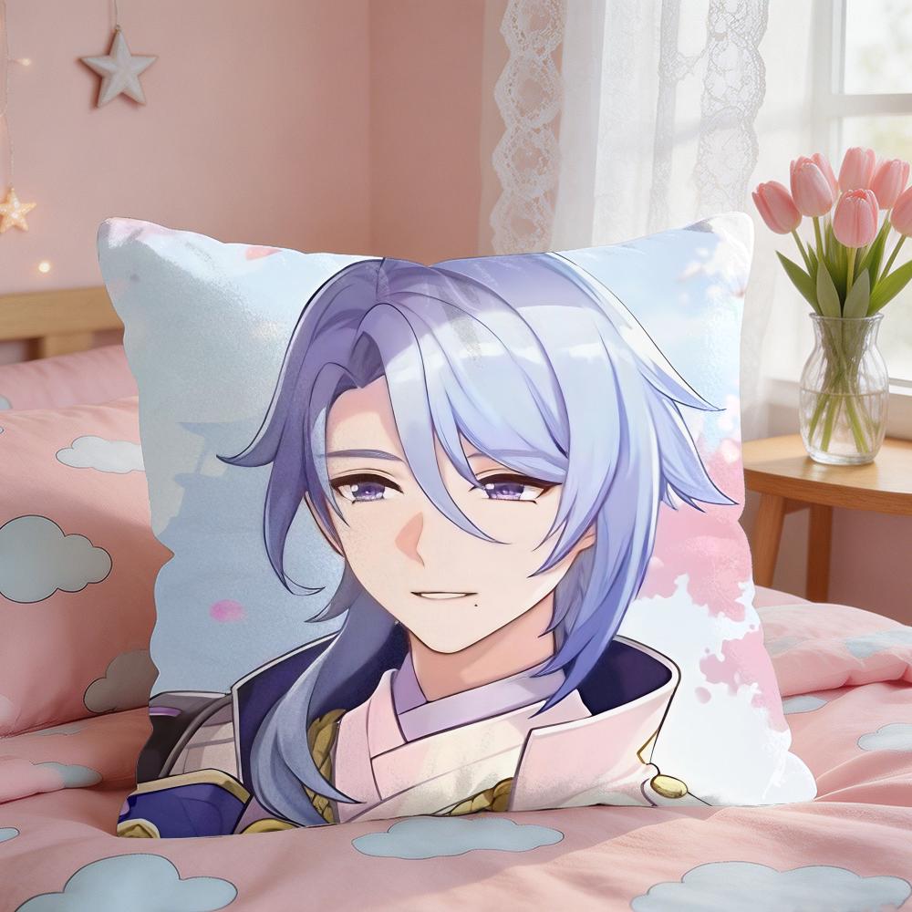 Kamisato Ayato Genshin Impact Cushion Cover Square Short Plush Pillow Case Living Room Sofa Home Decor Funda X