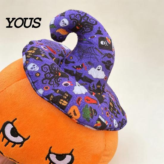 Decorative Pumpkin for Sofa Halloween Plush Toy, Cute Wizard Hat Stuffed Animal Pillow Soft Polyester Figure Bed, Spooky Home Decor Ornament Party And