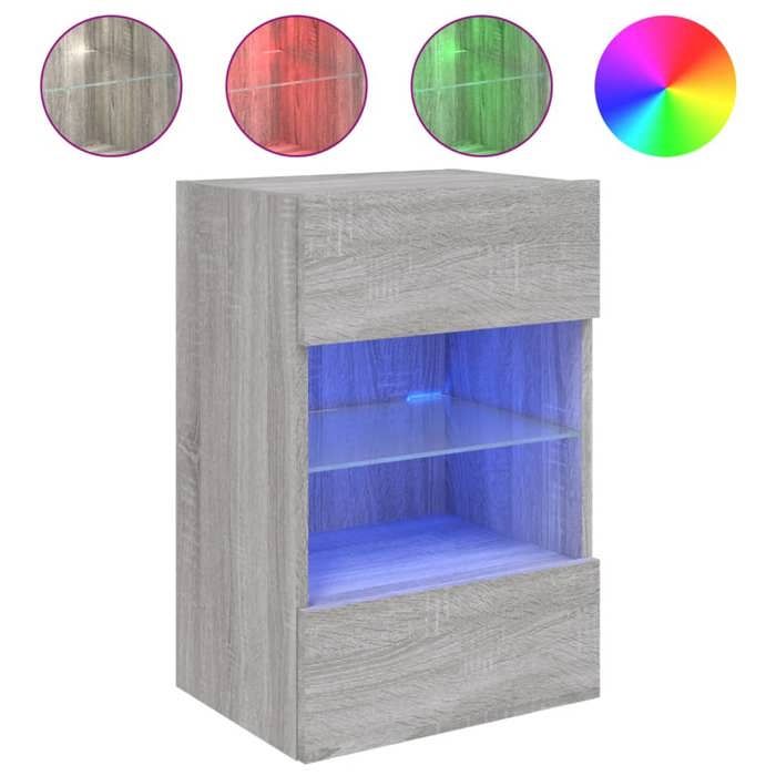 """Good Deal""" Wall-mounted TV Furniture and LED Lights 2pcs Sonoma Grey 40x30x60.5cm - For Living Room Thome3746968