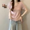 2026 Summer Plus Size Women's Korean Style Youthful Solid Color Ruffled Short Sleeve T-Shirt