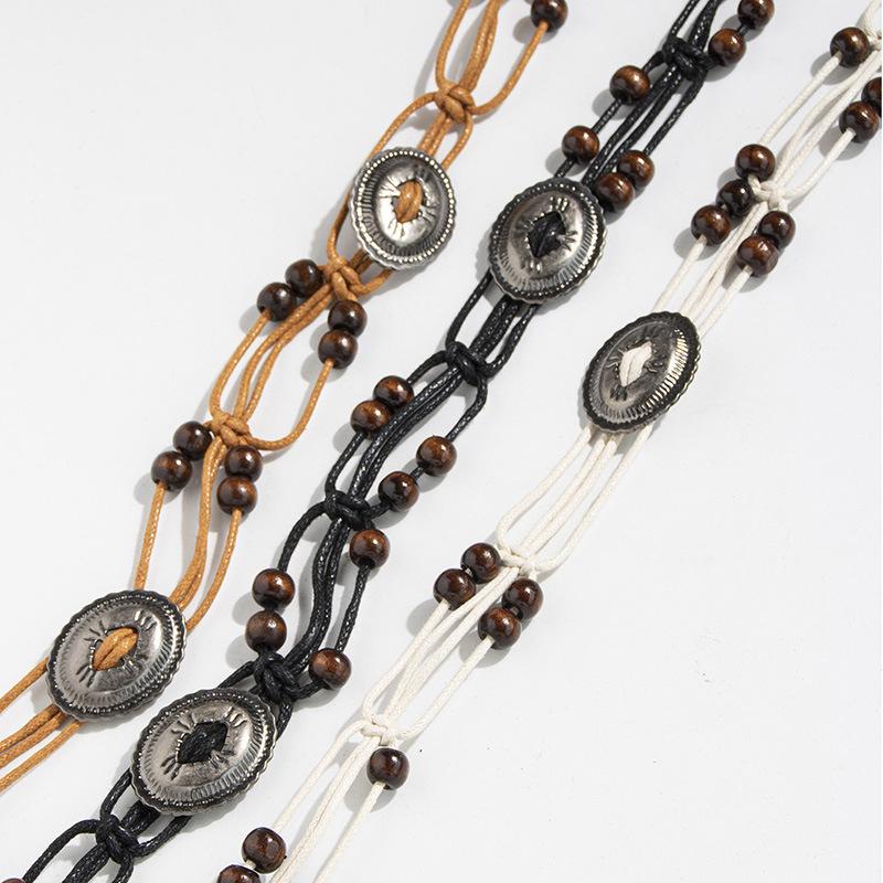 Bohemian Belt Ethnic Style Belt Hand-woven Wooden Beads Leisure Vacation Waist Rope