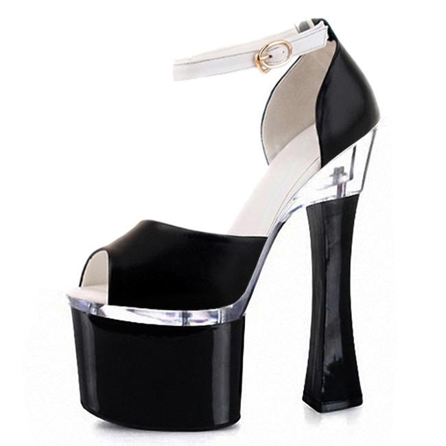 2025 new summer fashion women's sandals high heel fish mouth personality one-word buckle thin heel 20cm trendy shoes women