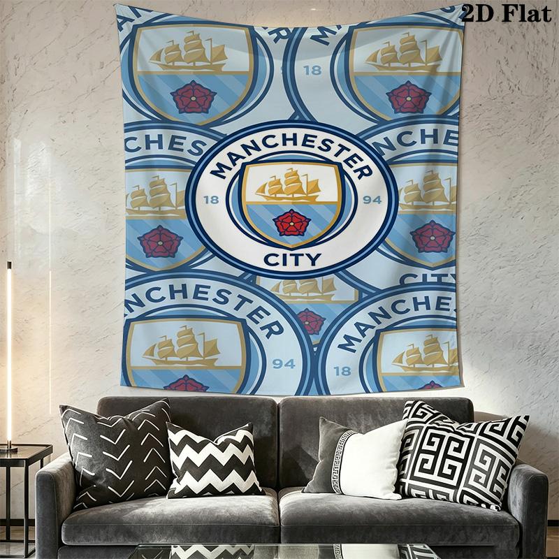 Manchester Football Club Logo Tapestry Fashion Print Background Cloth Background Wall Hanging Cloth Homestay Soft Decoration Tapestry Work Of Art