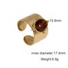 Vintage Brown Stone Open Rings for Women Girls Stainless Steel Gold Irregular Adjustable Rings Aesthetic Jewelry Gifts