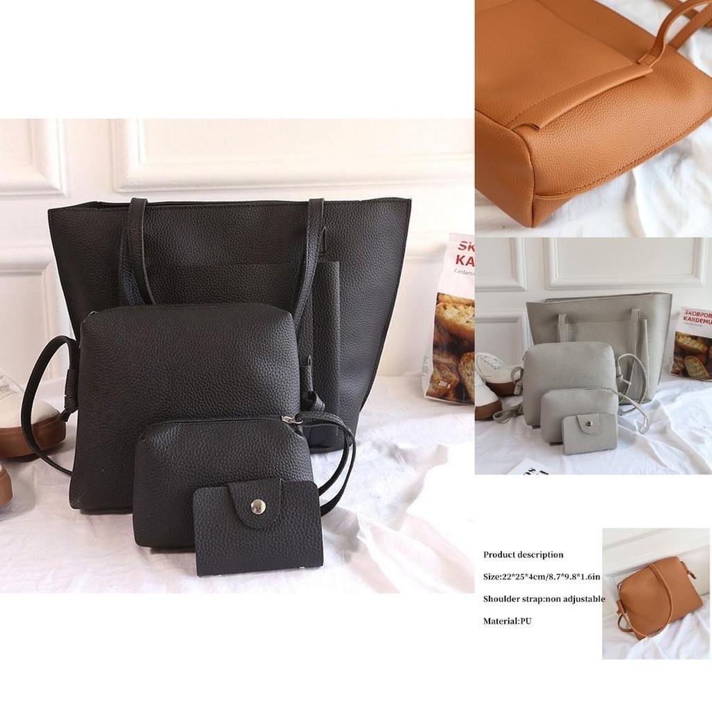 Stylish Lychee Pattern Shoulder Bag Set For Women With 4 Pieces